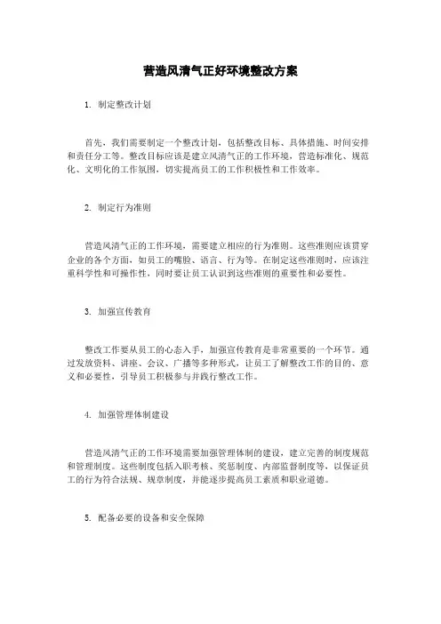 营造风清气正好环境整改方案