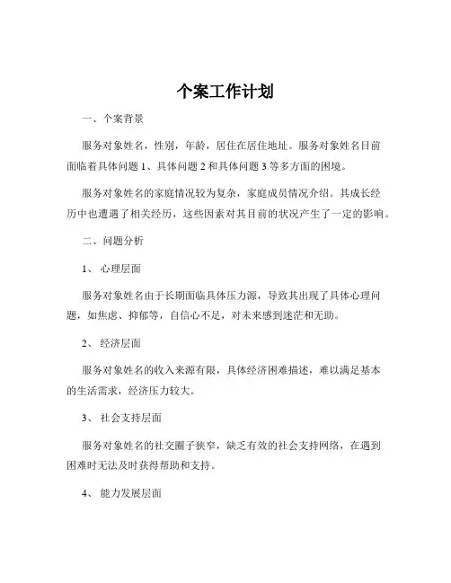 个案工作计划