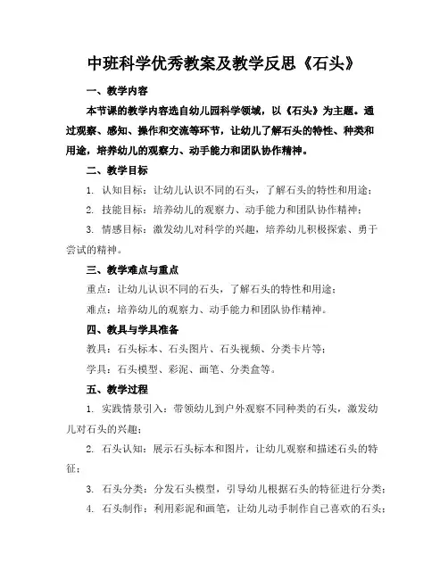 中班科学优秀教案及教学反思《石头》