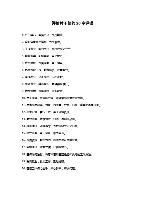 评价村干部的20字评语