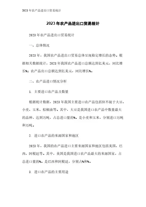 2023年农产品进出口贸易统计