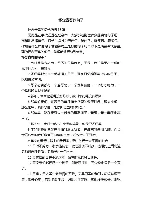 怀念青春的句子