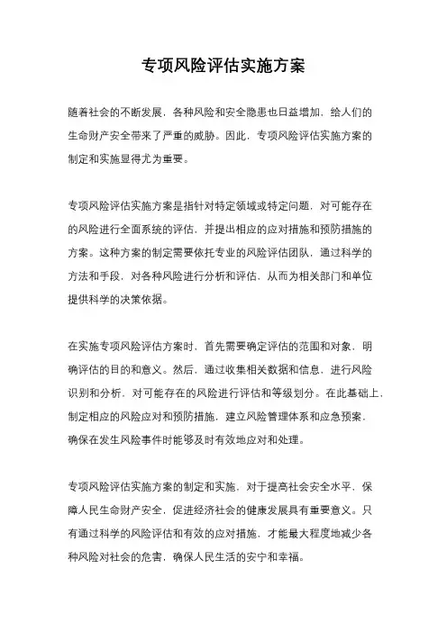专项风险评估实施方案