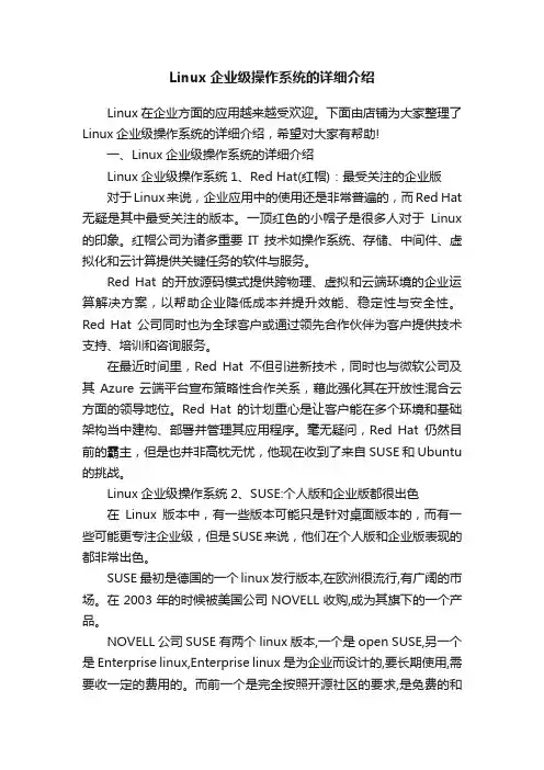 Linux企业级操作系统的详细介绍