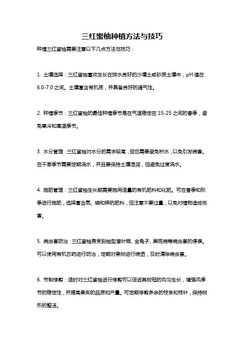 三红蜜柚种植方法与技巧