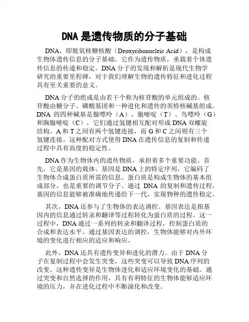 DNA是遗传物质的分子基础