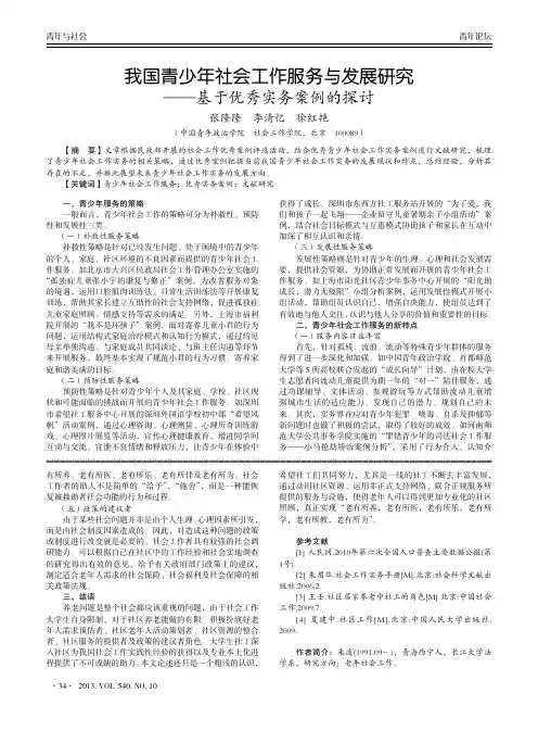 我国青少年社会工作服务与发展研究--基于优秀实务案例的探讨