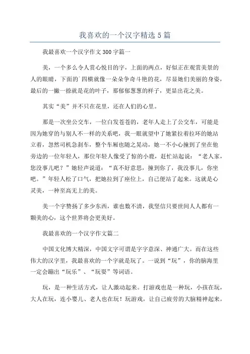 我喜欢的一个汉字精选5篇