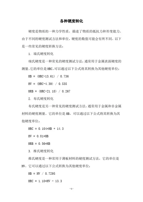 各种硬度转化