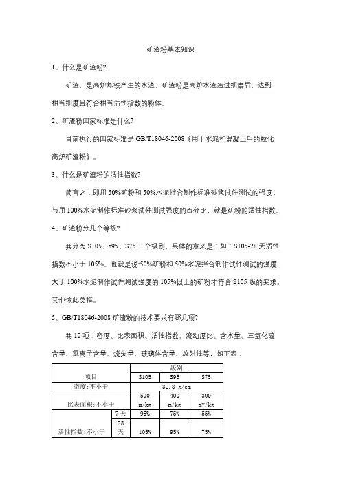 矿渣粉基本知识