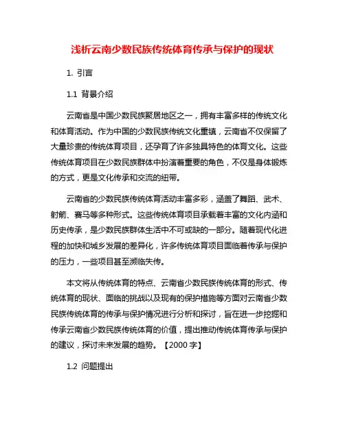 浅析云南少数民族传统体育传承与保护的现状