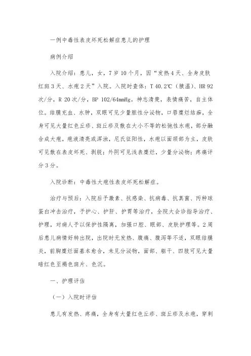一例中毒性表皮坏死松解症患儿的护理