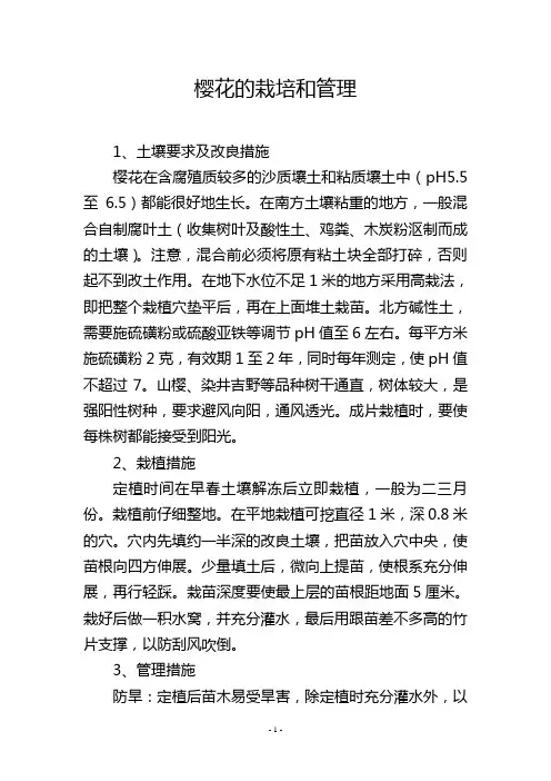 樱花的栽培和管理