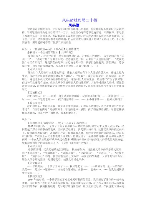 凤头猪肚豹尾二十招