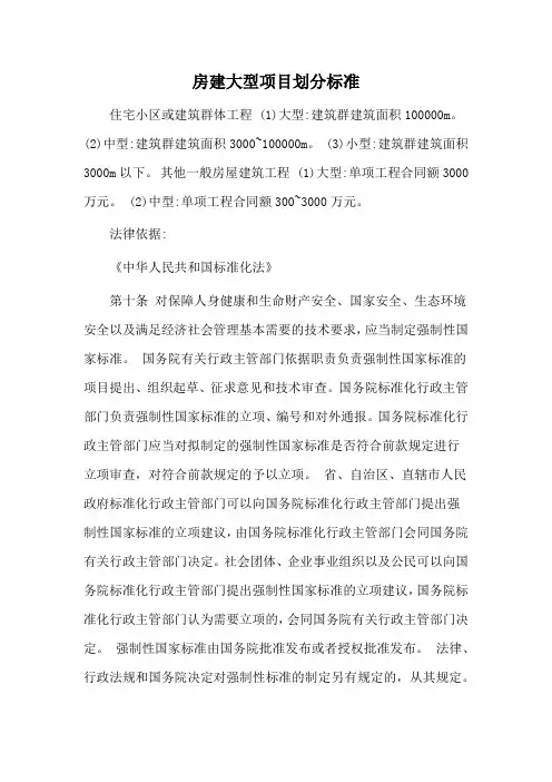 房建大型项目划分标准
