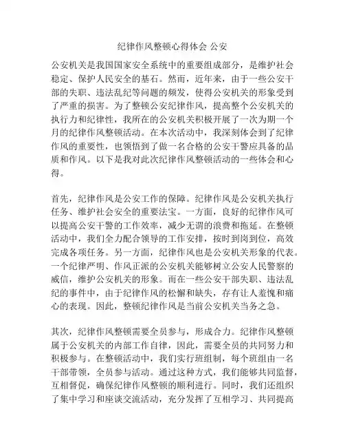 纪律作风整顿心得体会 公安