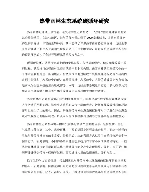热带雨林生态系统碳循环研究