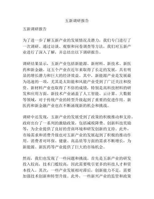 五新调研报告