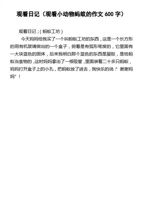 观看日记观看小动物蚂蚁的作文600字