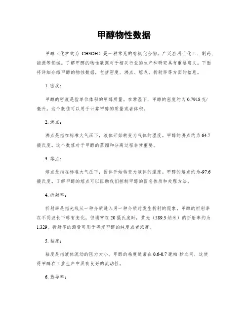 甲醇物性数据