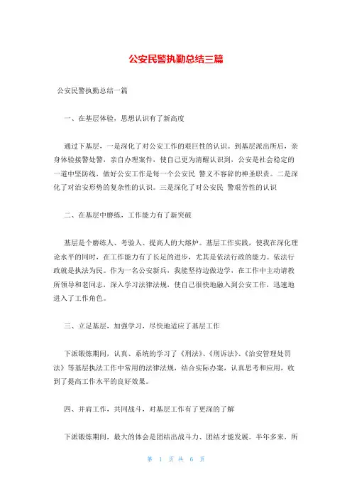 公安民警执勤总结三篇