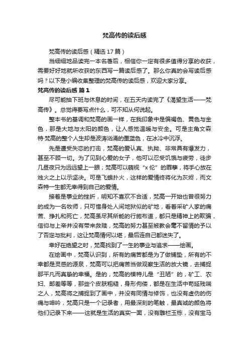 梵高传的读后感（精选17篇）