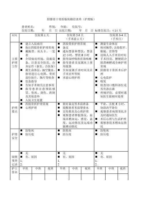 胫腓骨干骨折临床路径