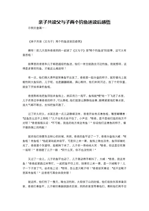 亲子共读父与子两个钓鱼迷读后感悟