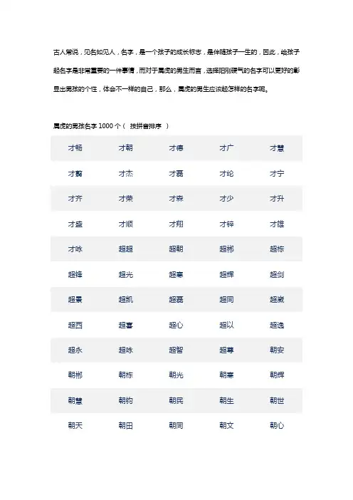 男孩阳刚硬气的名字属虎