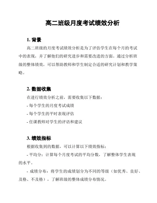 高二班级月度考试绩效分析