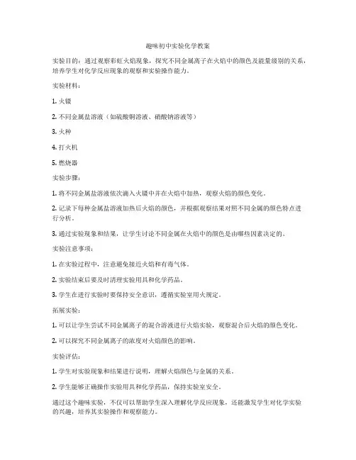 趣味初中实验化学教案