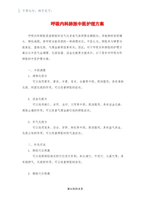 呼吸内科肺胀中医护理方案
