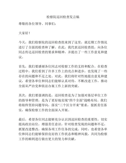 检察院巡回检查发言稿