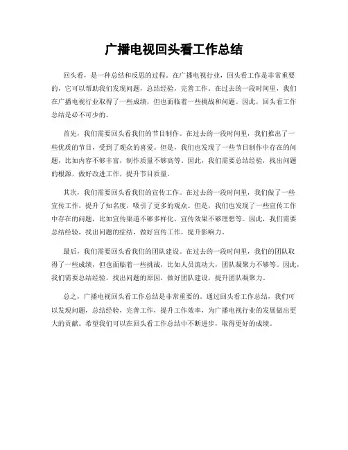广播电视回头看工作总结