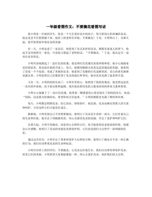 一年级看图作文：不要摘花看图写话
