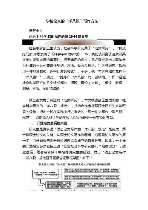 学位论文的“洋八股”写作方法！