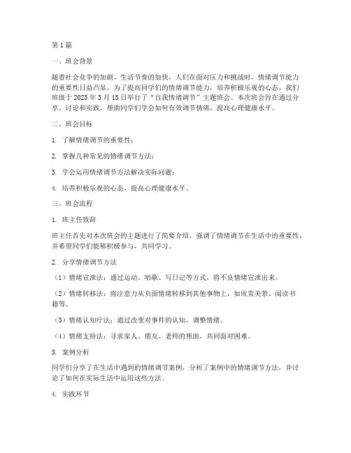 自我情绪调节班会记录(3篇)