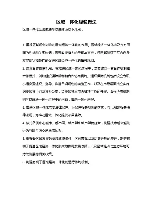 区域一体化经验做法