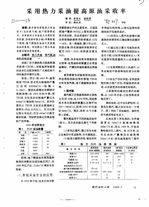 采用热力采油提高原油采收率