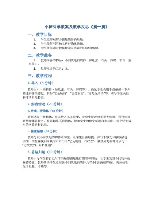 小班科学教案及教学反思《摸一摸》