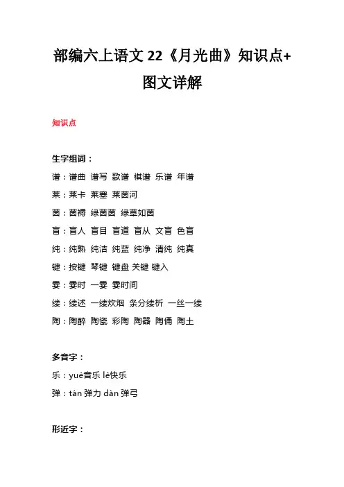 六年级语文上册素材-22《月光曲》知识点+教学设计+图文详解 人教部编版