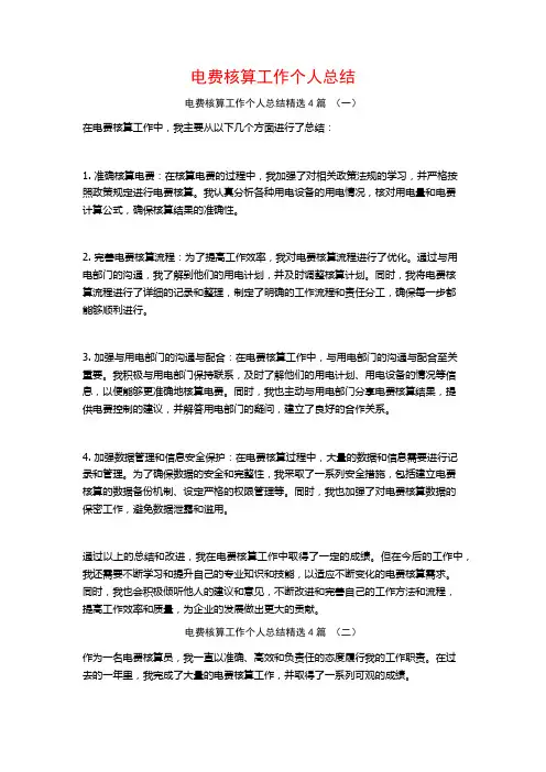 电费核算工作个人总结4篇