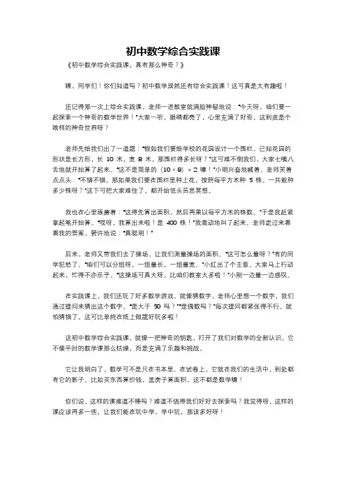 初中数学综合实践课