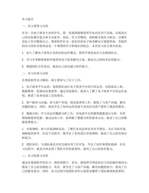 电子商务奥派软件实习报告
