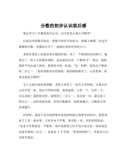 分数的初步认识观后感