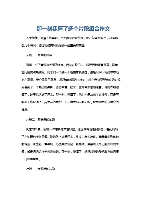 那一刻我懂了多个片段组合作文