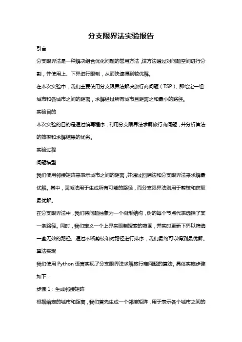 分支限界法实验报告
