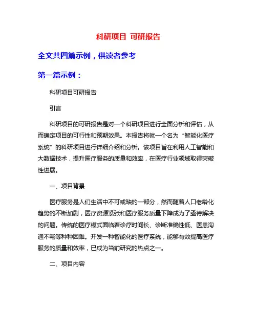 科研项目 可研报告