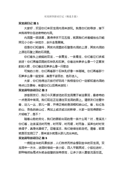 双龙洞导游词日记（精选3篇）