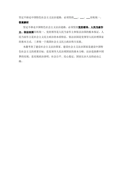 必须坚定不移走中国特色社会主义政治发展道路坚持什么什么什么有机统一